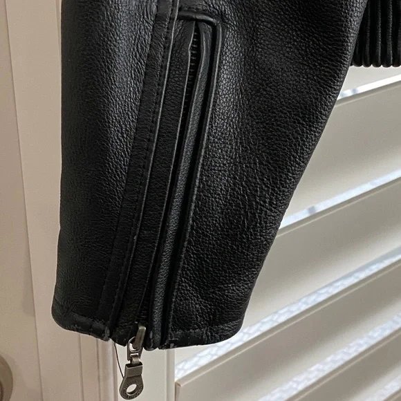 Authentic Men's Harley Davidson Black & Orange Leather Jacket Small EUC​​​​​​​​ - Picture 8 of 8